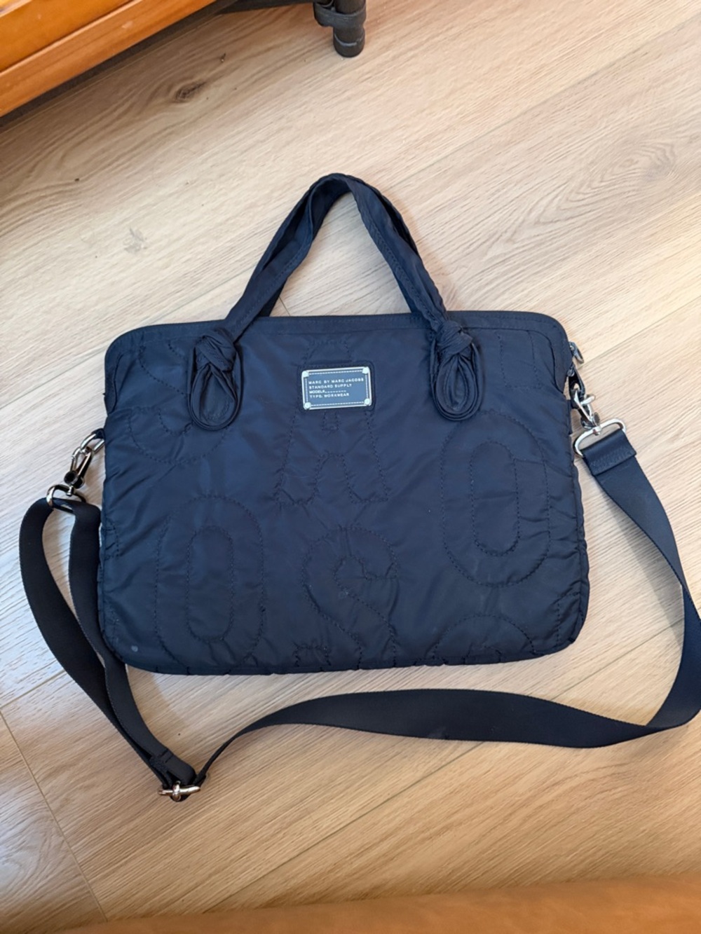 Marc Jacobs Black Quilted Nylon Laptop Tote